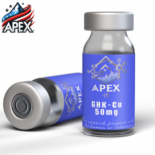 GHK-Cu 50mg peptide vial – high-purity compound for skin regeneration and wound healing research.